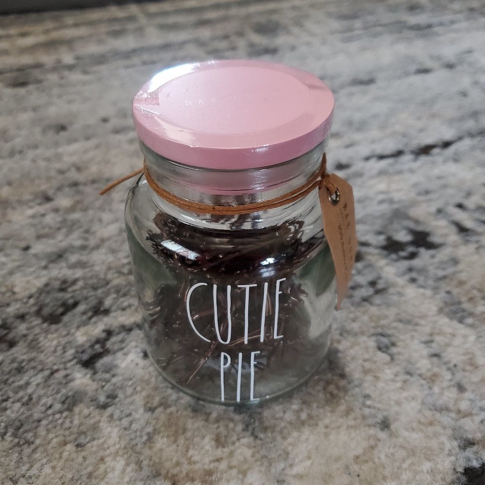 Rae Dunn "Cutie Pie" Jar of Bobby Pins - NWT